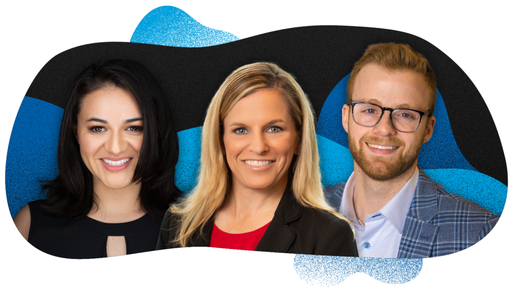 The hosts of the Your Life Simplified financial podcast, Valerie Escobar, Katie Dunn Fitzgerald, and Mike MacKelvie